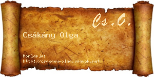 Csákány Olga névjegykártya